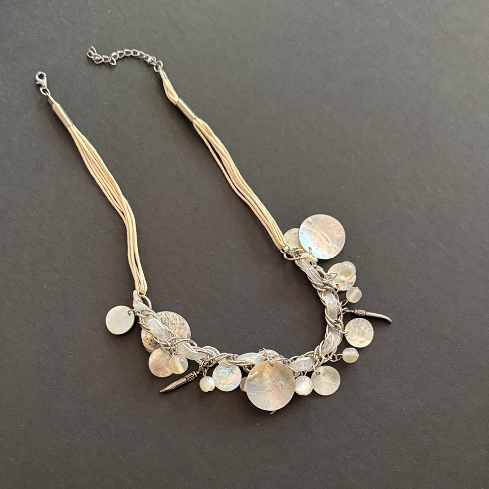 Silver Disc Charm Statement Necklace - Women Jewelry